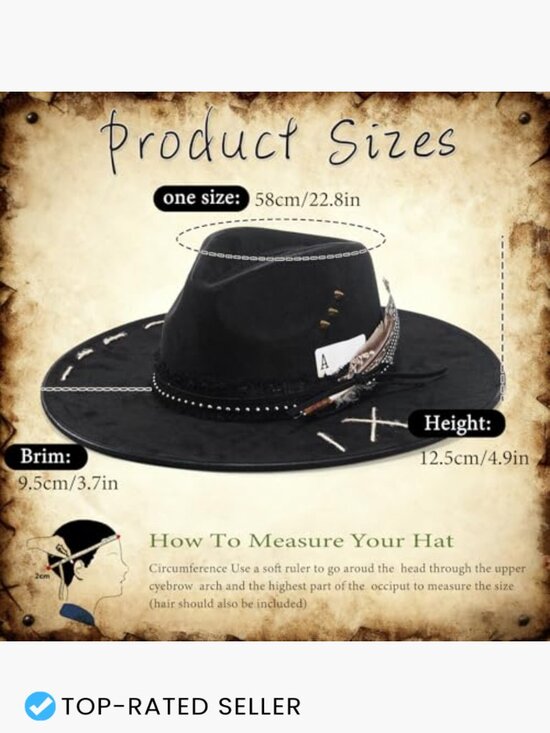 Wide Brim Fedora Hat Unisex Felt Panama Dress Up Retro Western Handmade main image 6